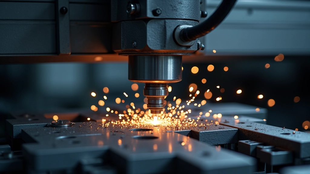 CNC machine cutting precision metal components